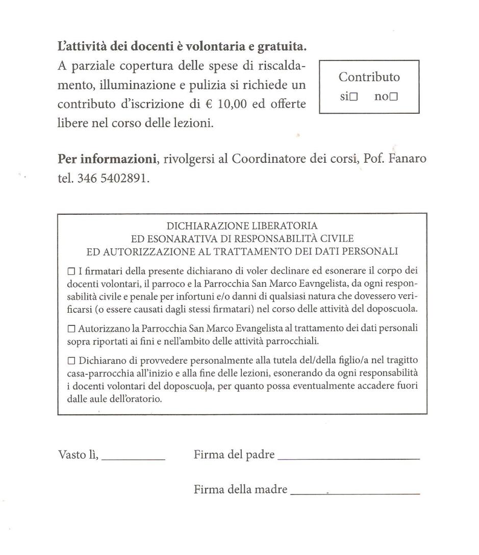 Scheda isctrizione doposcuola- 2